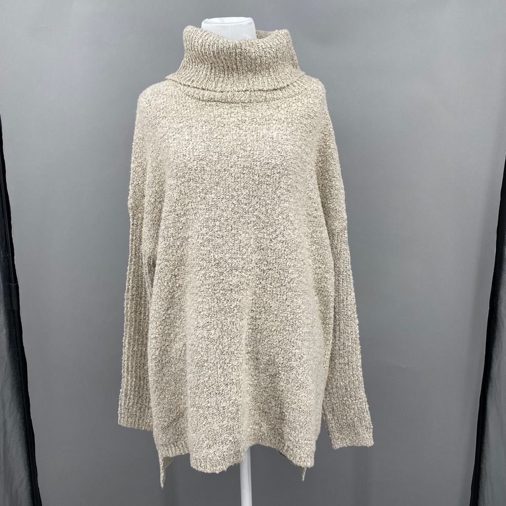 Atmosphere Womens‎ Beige Marled Boucle Turtleneck Oversized Sweater Size 10